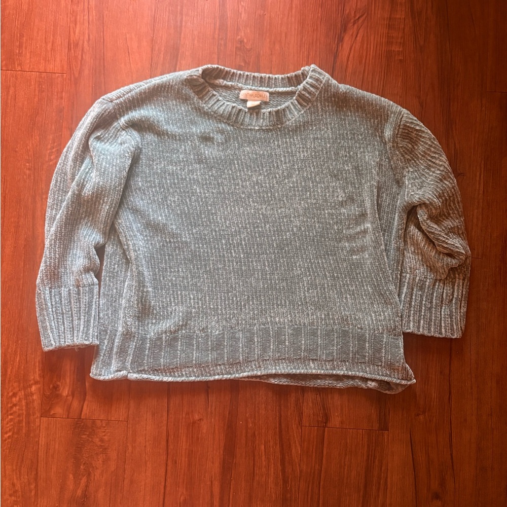 Oversized Teal Gray Blue Sweater - Medium